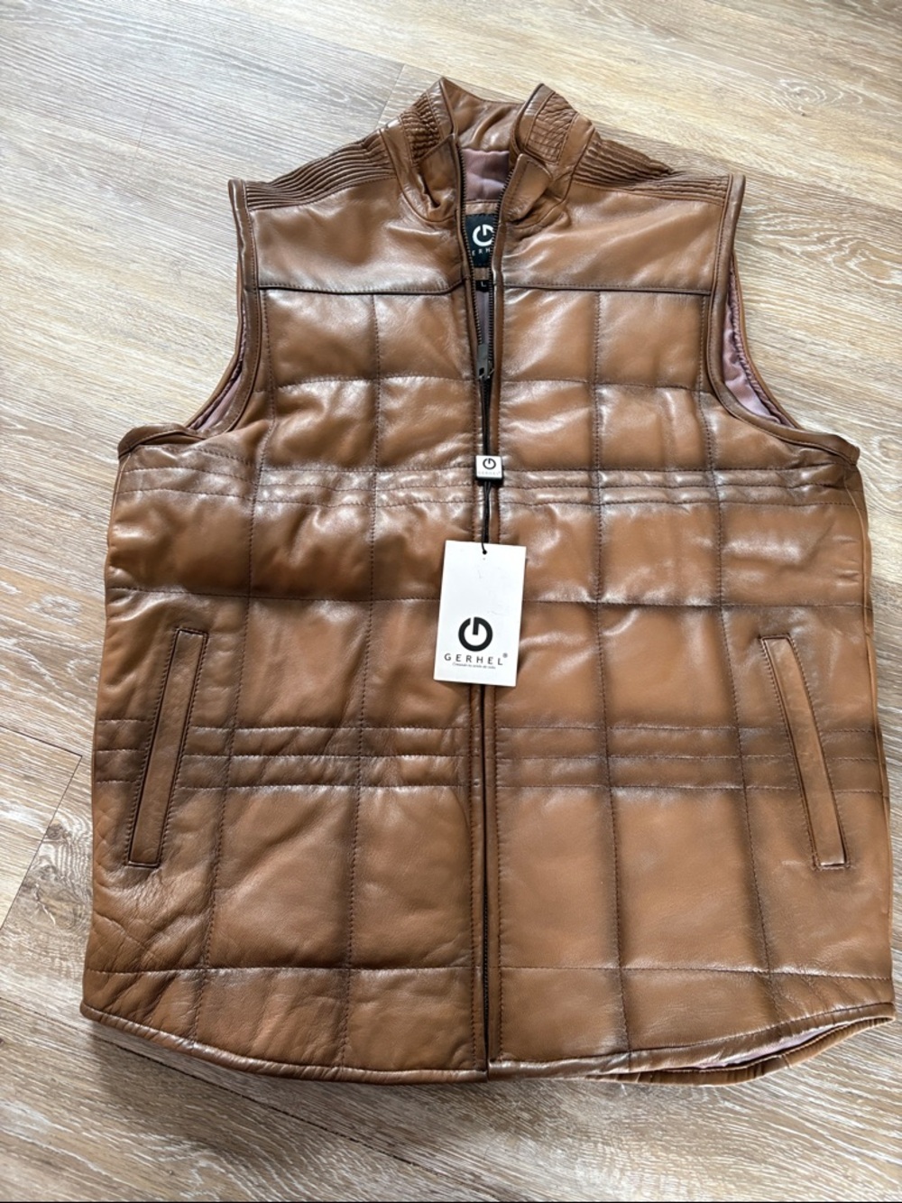 Men’s Brown Quilted Leather Vest